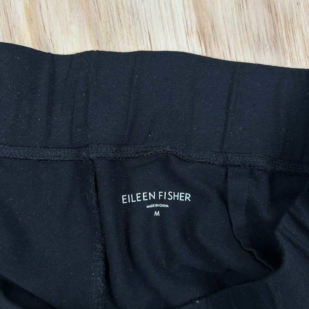 Eileen Fisher Pants Womens Medium Black Stretch Wide Leg Pull On Pants Lounge - Picture 2 of 10